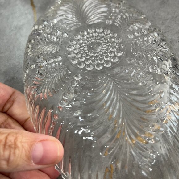 Vintage Anchor Hocking Feather and Pearl Relish Dish Depression Glass - Picture 2 of 6